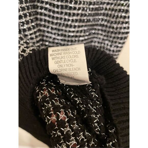 Apt 9 metallic pullover sweater silver and black 3/4 sleeve top size medium - Picture 8 of 10